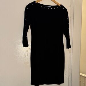 Karen Scott Black Dress with Pearl Details